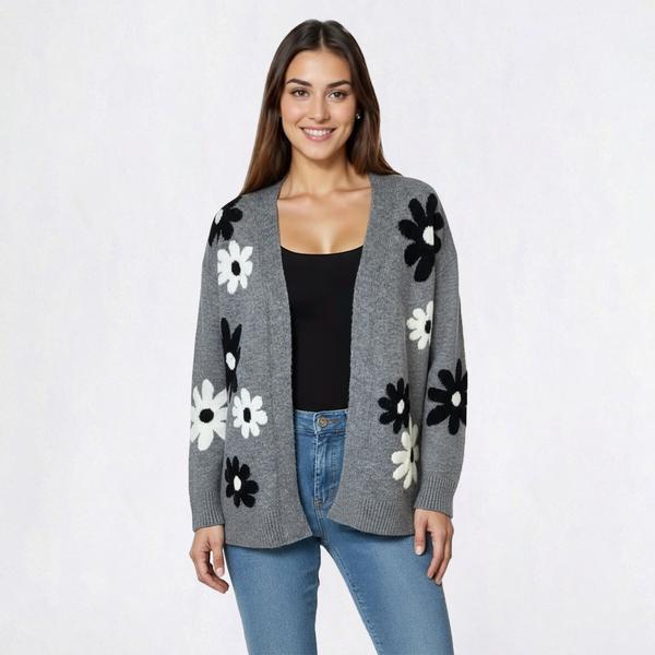 Womens Hanna & Gracie Long Sleeve Floral Open Front Cardigan alternate view